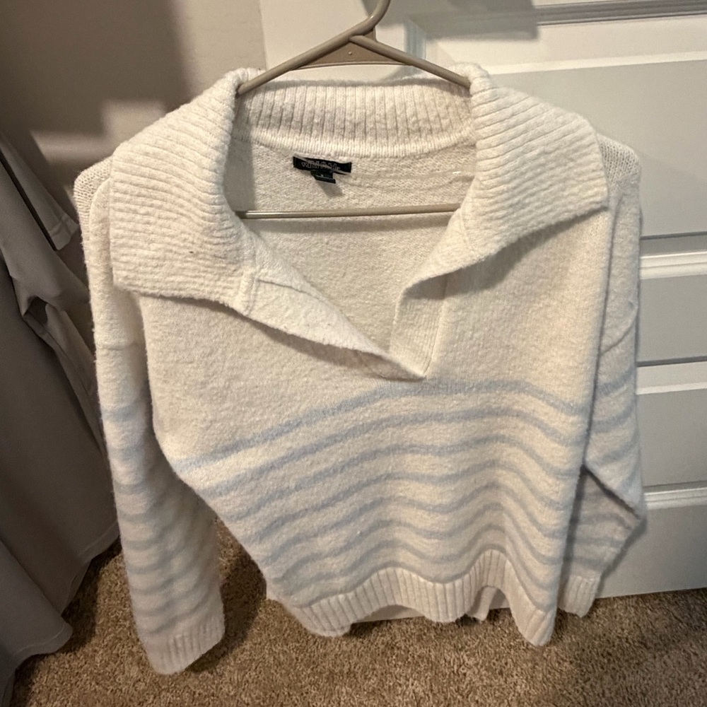 Cozy White and Gray Women's Sweater